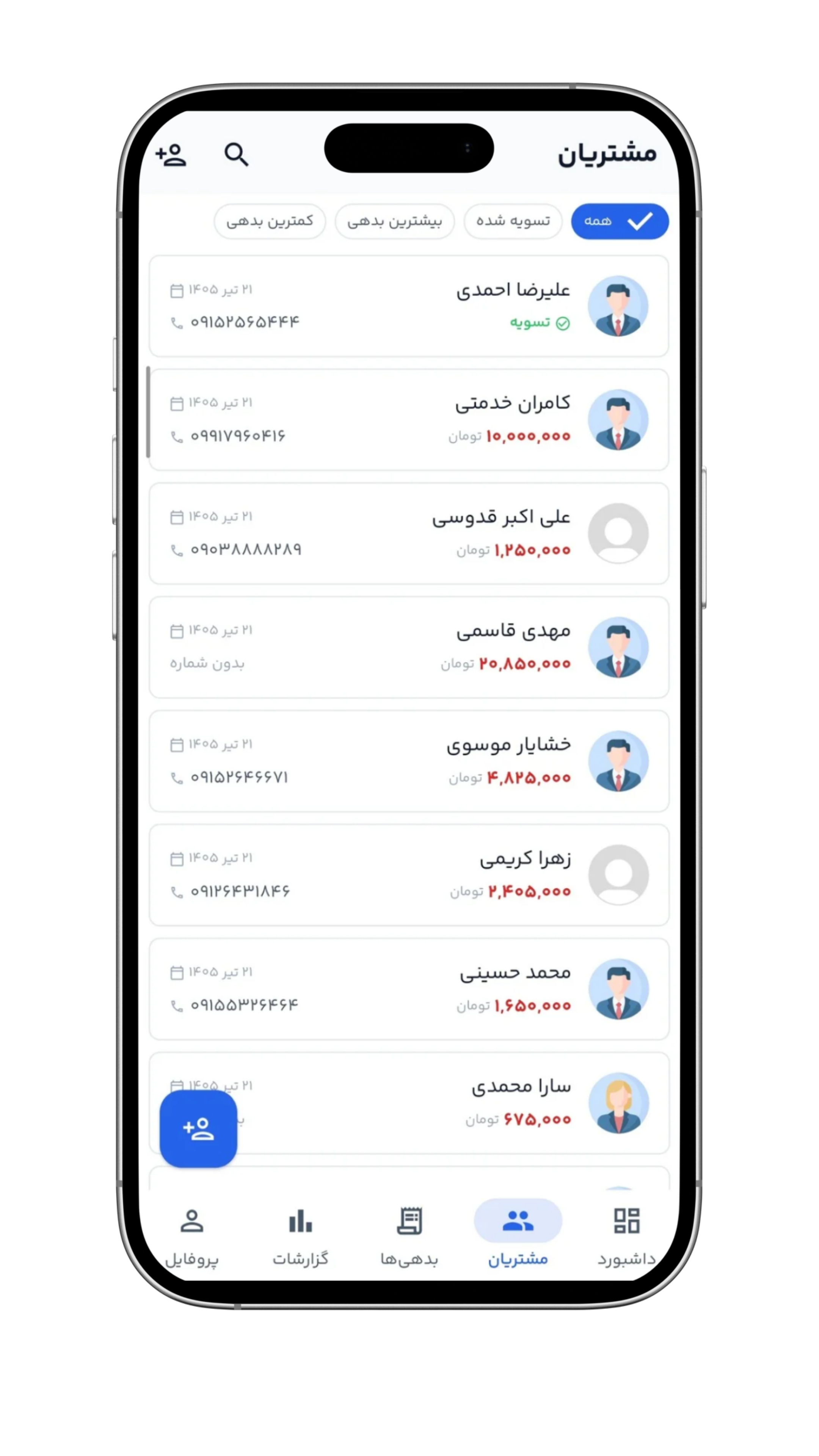 لیست مشتریان